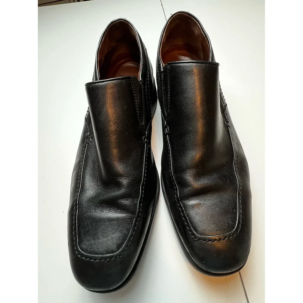 JOHNSTON & MURPHY XC4 BLACK SHEEPSKIN SLIP-ON LOAFERS SZ 10.5 M WATERPROOF